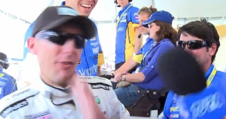 Boris Said jokingly slaps Joey Hand at the 2011 Rolex Daytona 24