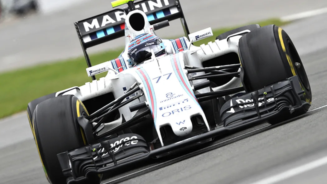 Valtteri Bottas of Finland driving the (77) Williams Martini Racing Williams FW38 Mercedes PU106C Hybrid turbo on track during the Canadian Formula One Grand Prix at Circuit Gilles Villeneuve on June 12, 2016 in Montreal, Canada.